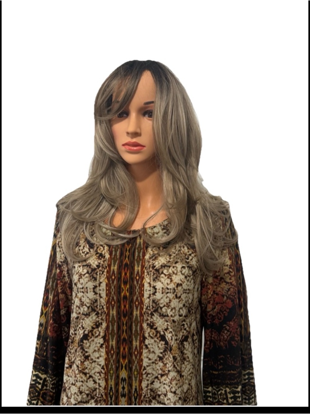 Emma & Sam Gray Layered Women's Wig with Side Bangs